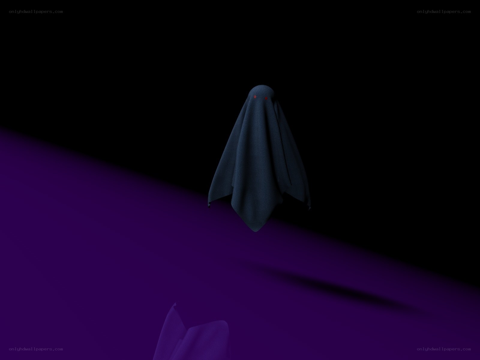 ghost figure on purple surface