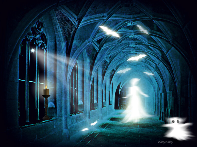 Ghost in a Castle Corridor