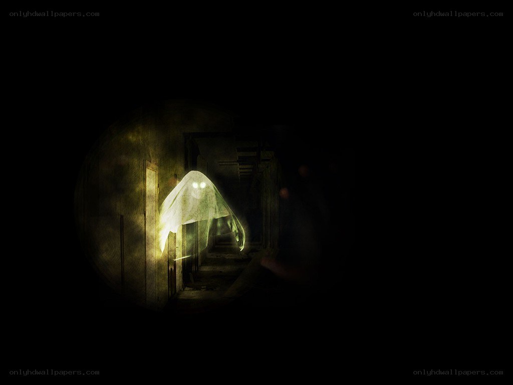 Ghost in a dark hallway