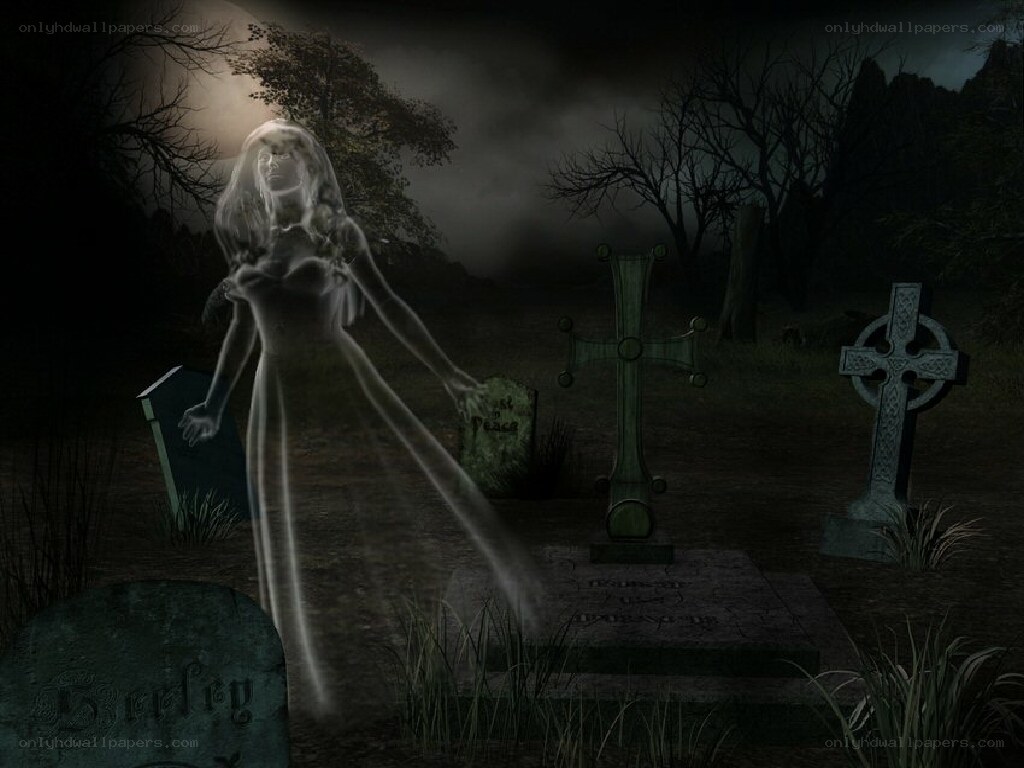 ghost in a graveyard