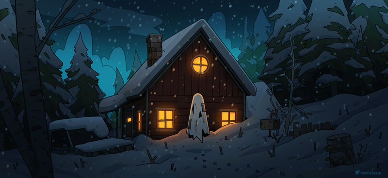 Ghost in Front of Cabin