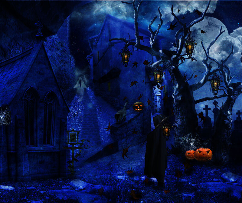 Ghost in Graveyard — Blue