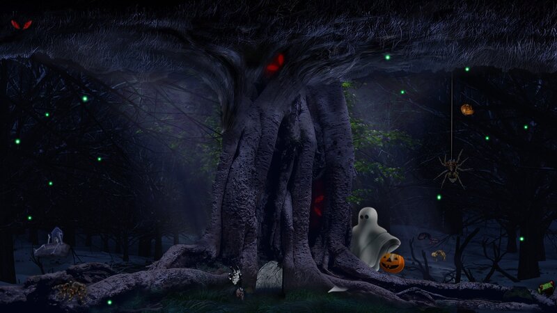 Ghost in Haunted Forest — Black