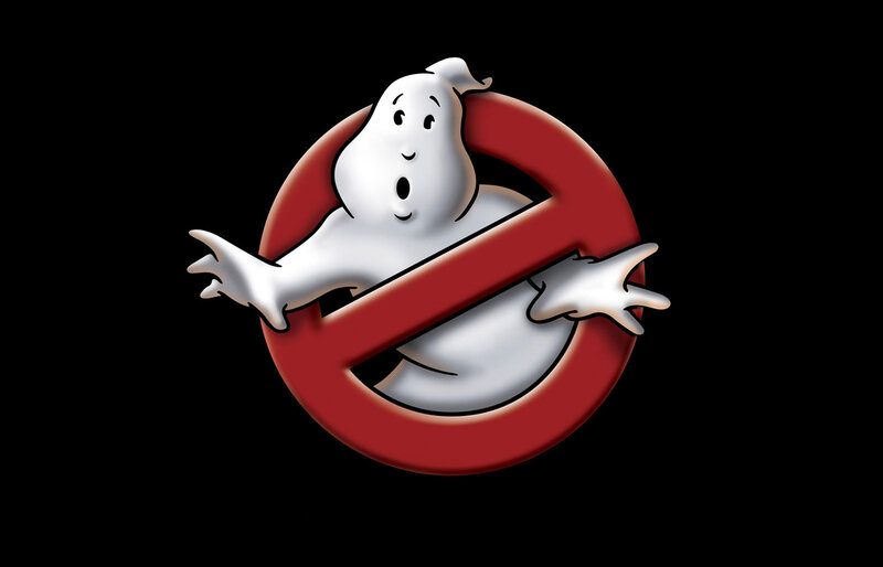 Ghost in Red Circle — Black, Playful, Illustration