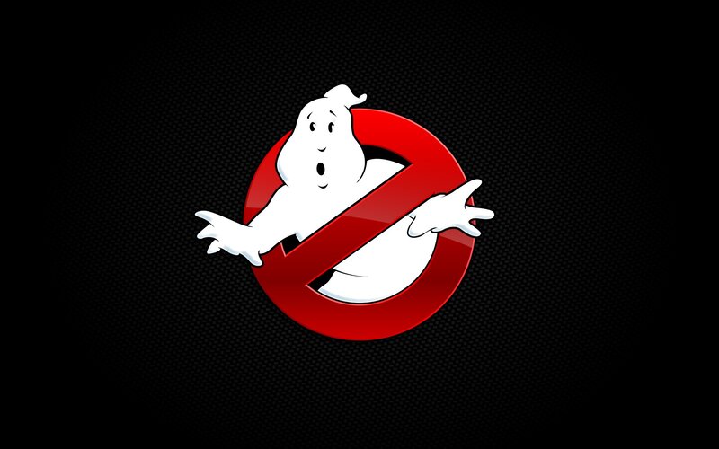 Ghost in Red Circle — Black, Playful, Vector Art