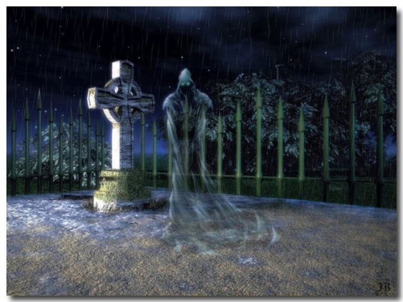 Ghost in the Rainy Graveyard