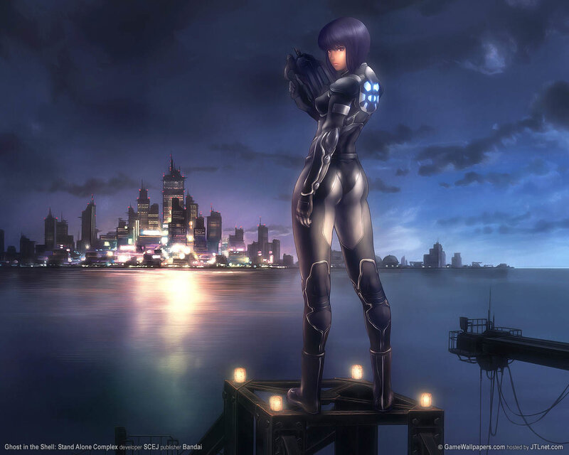 Ghost in the Shell character at night
