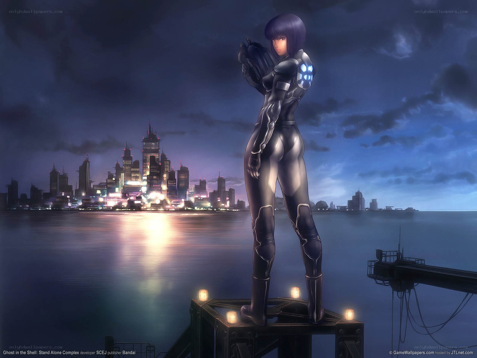 Ghost in the Shell character at night