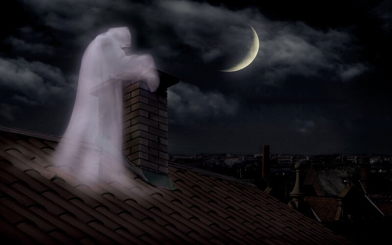 ghost on a rooftop at night
