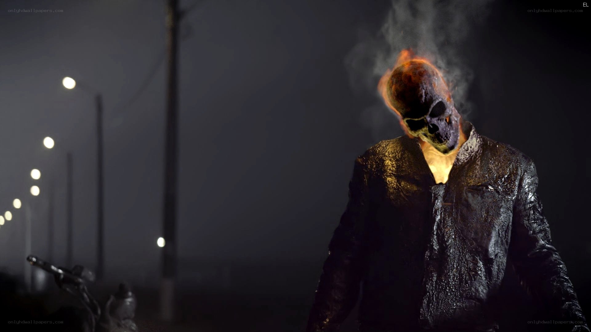 Ghost Rider on a dark road