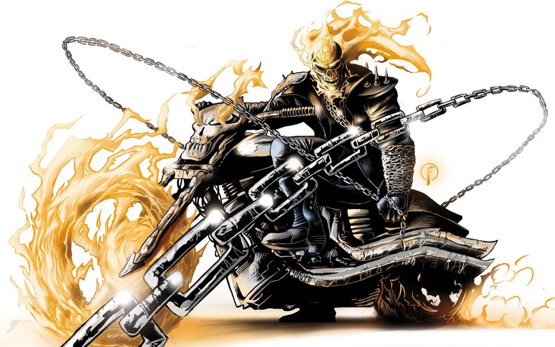 Ghost Rider on a flaming motorcycle