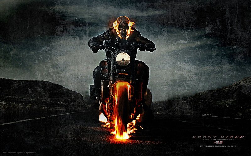 Ghost Rider on a flaming motorcycle
