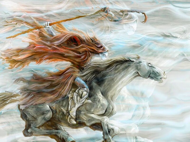 Ghost rider on a spectral horse