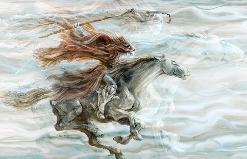 Ghost rider on a spectral horse