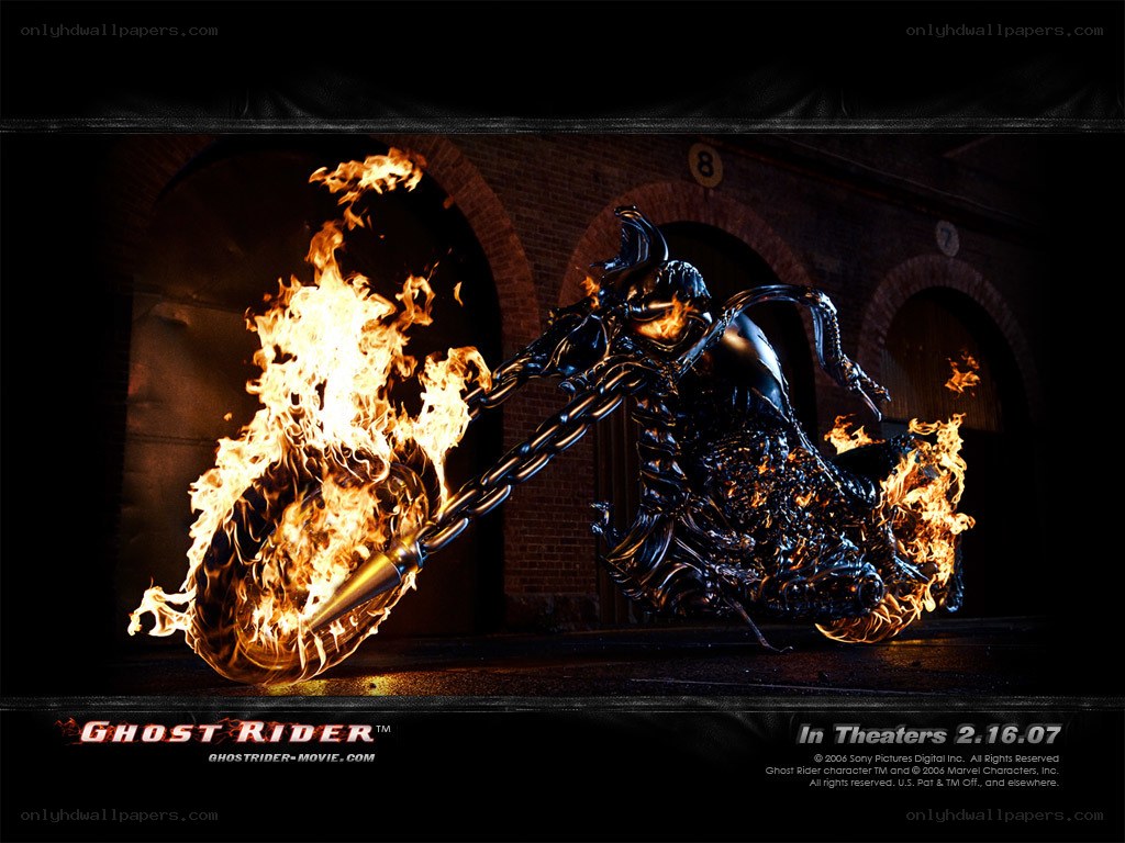 Ghost Rider on fire motorcycle