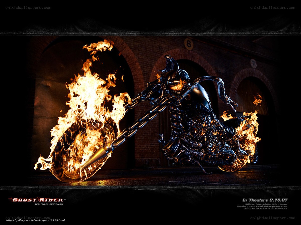 Ghost Rider on fire motorcycle