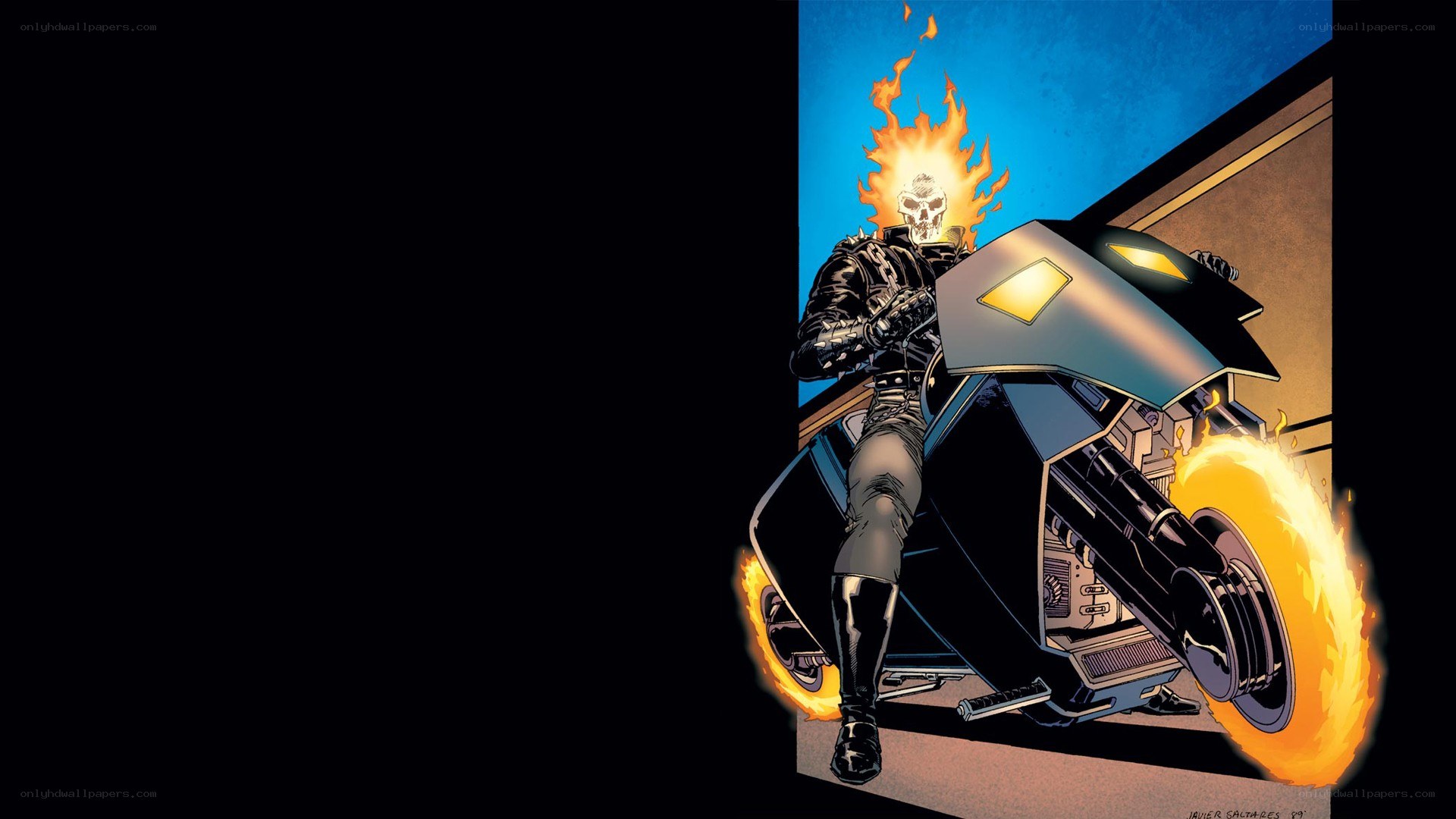 Ghost Rider on his motorcycle