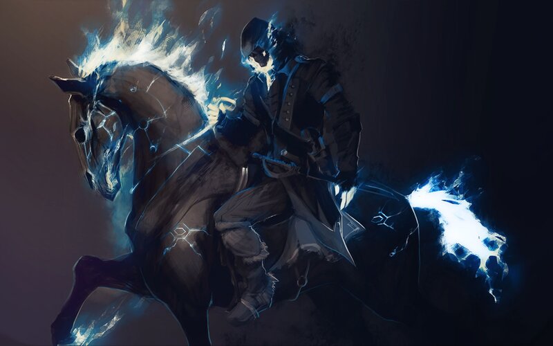 Ghost Rider on Horse — Blue