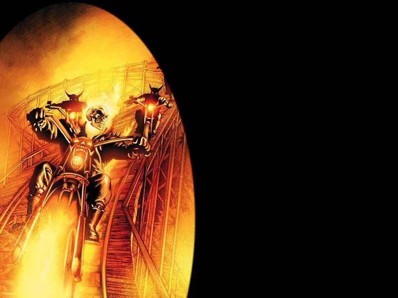 Ghost Rider on Motorcycle — Orange