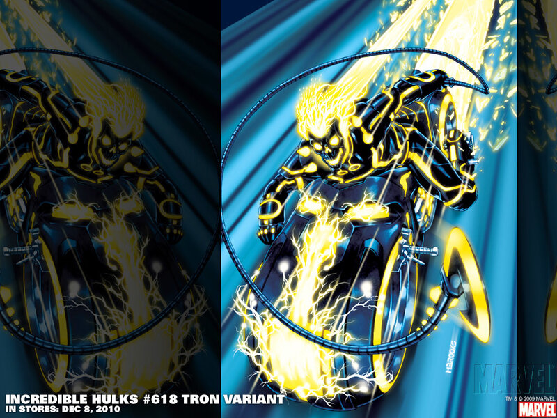 Ghost Rider on Motorcycle — Yellow