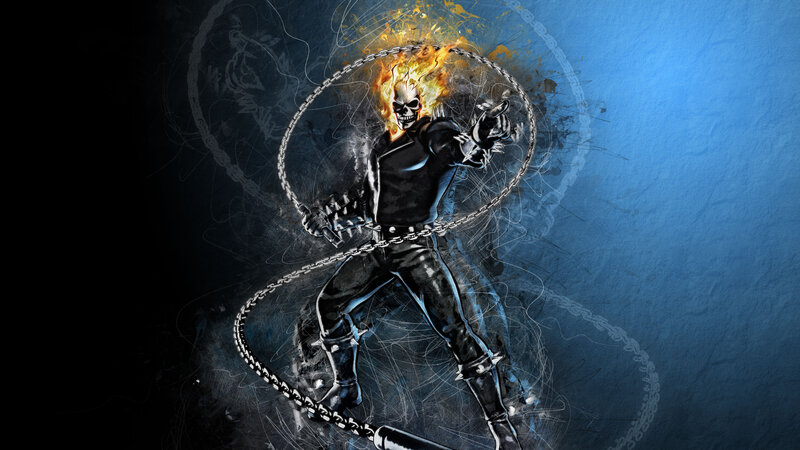 Ghost Rider with Flaming Skull — Blue