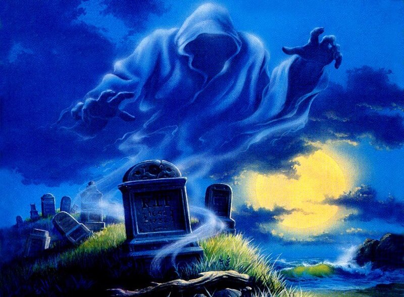 Ghost Rising from Graveyard