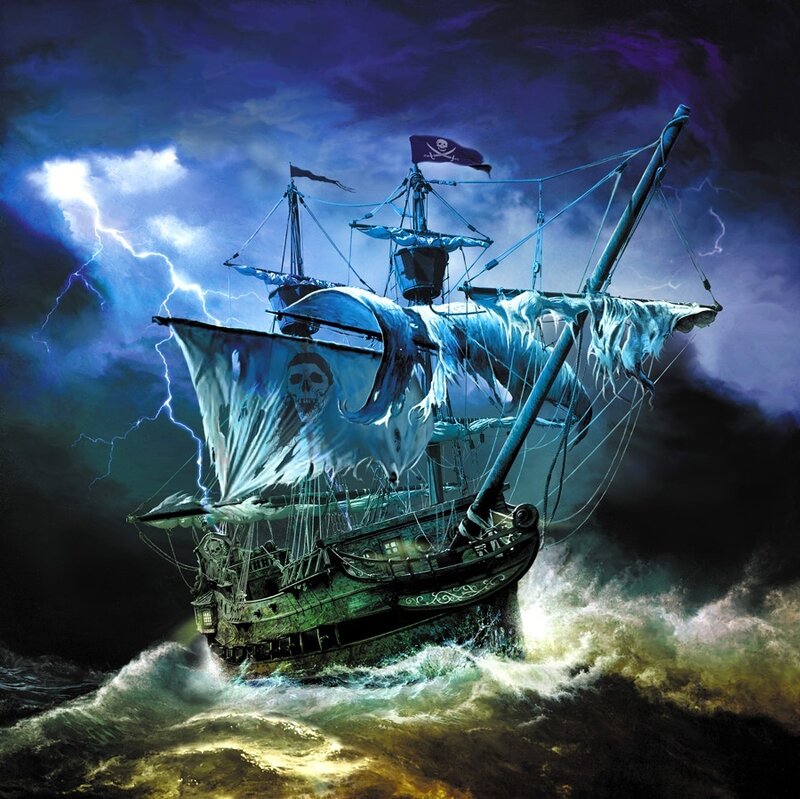 Ghost Ship in Storm — Blue