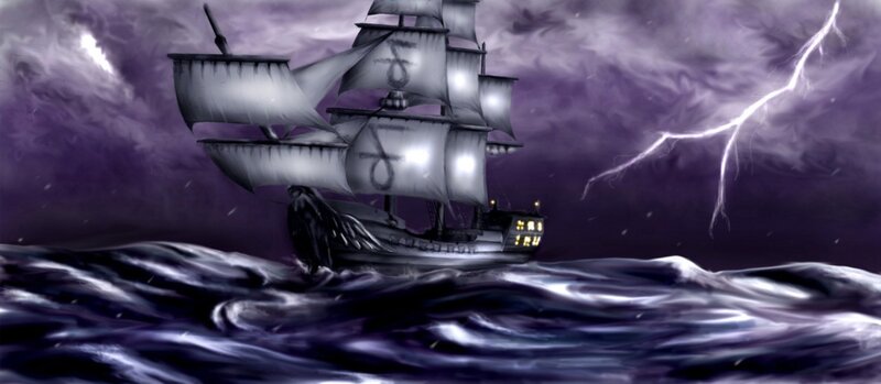 Ghost Ship in Storm — Purple