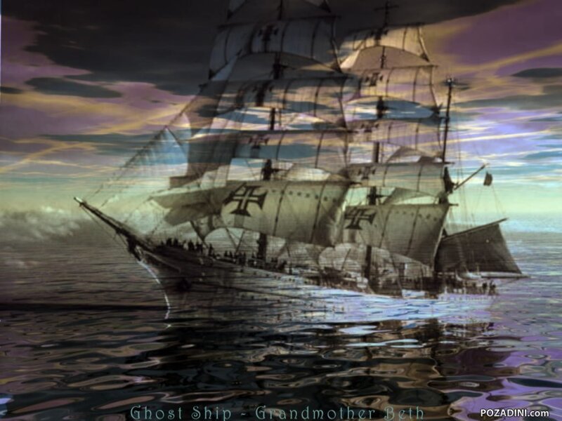 Ghost Ship on Ocean