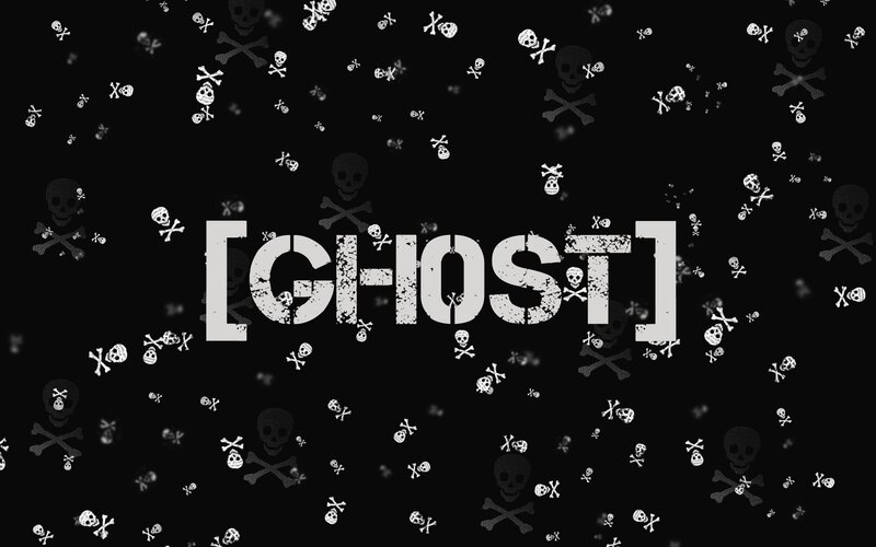 ghost text with skull pattern