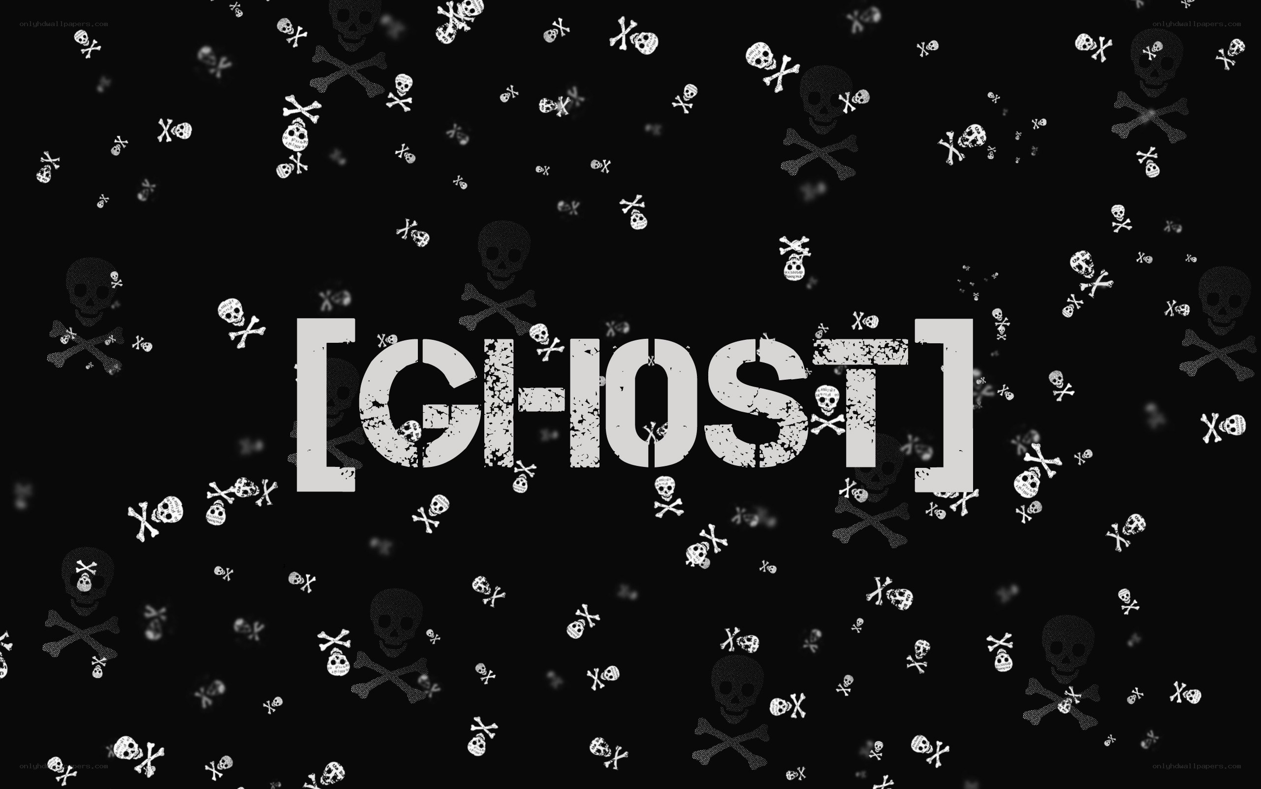 ghost text with skull pattern