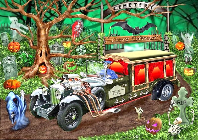 Ghost Tour Car in Cemetery