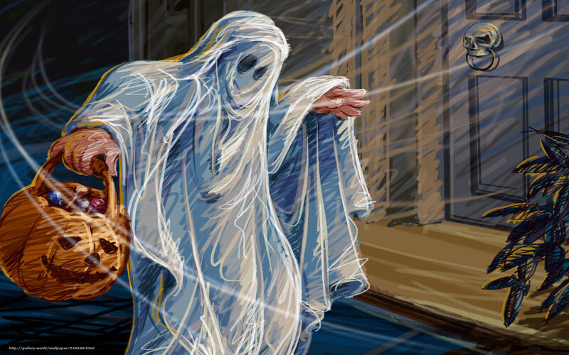 Ghost trick-or-treating at night
