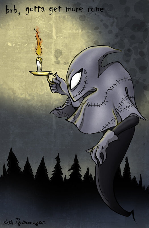 ghost with candle in forest