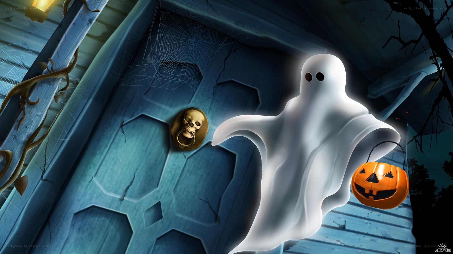 ghost with pumpkin basket
