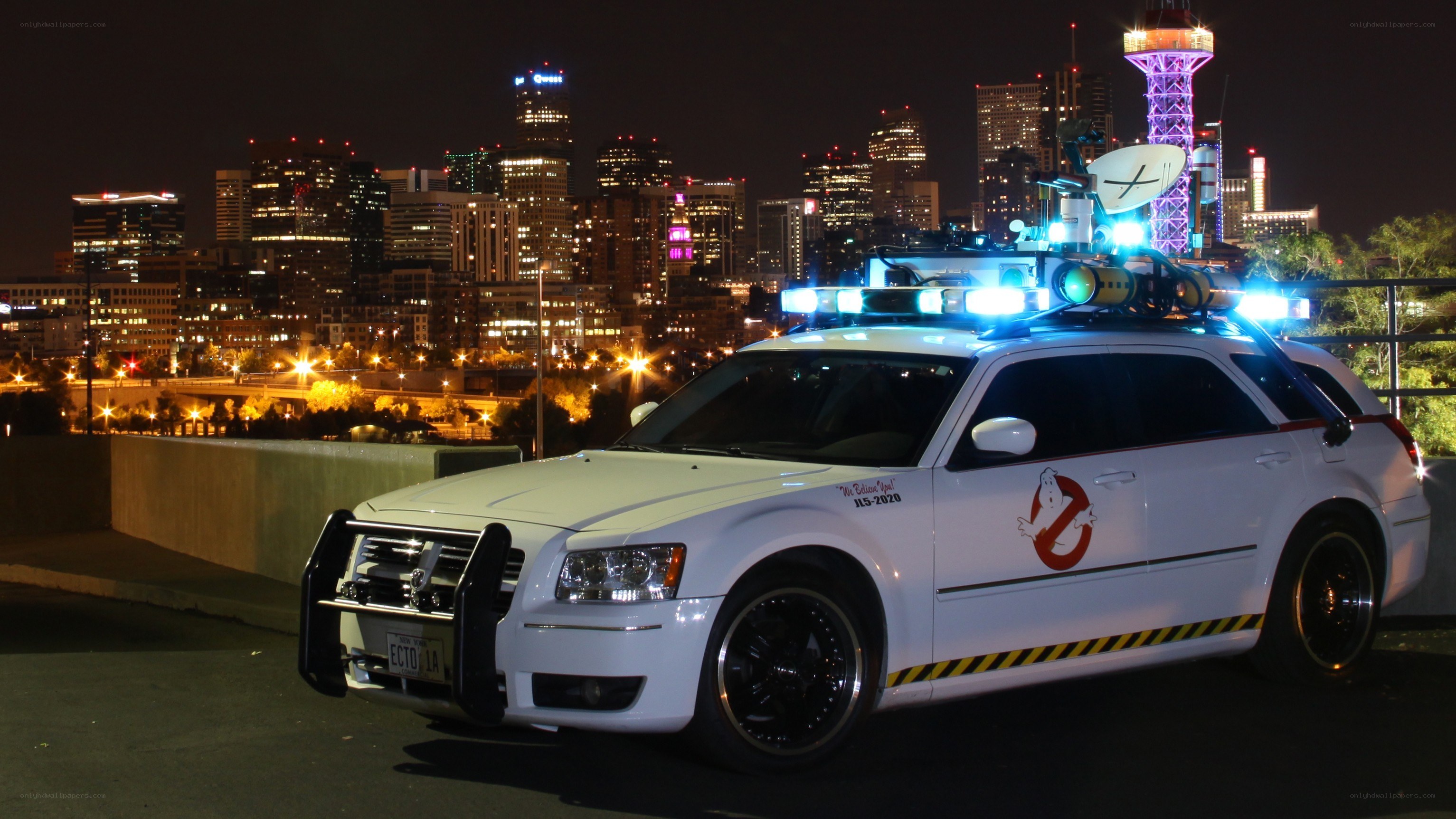 Ghostbusters car at night