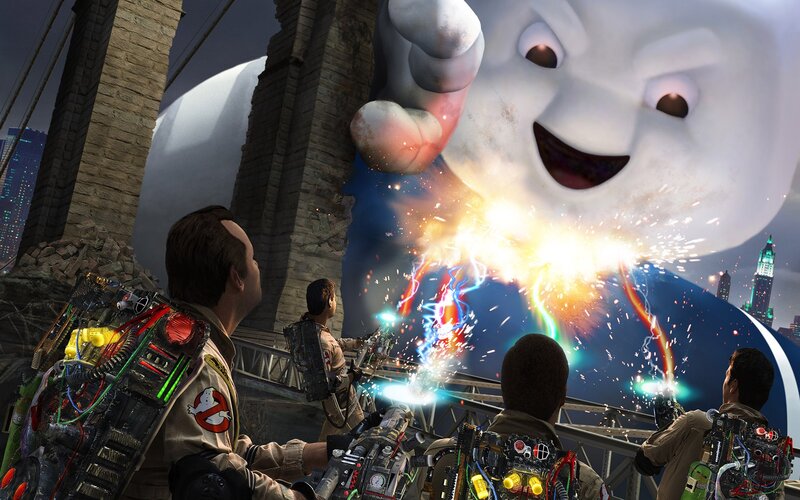 Ghostbusters Fighting Ghost — Blue, Dramatic