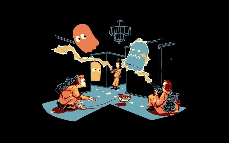 Ghostbusters Fighting Ghosts — Black