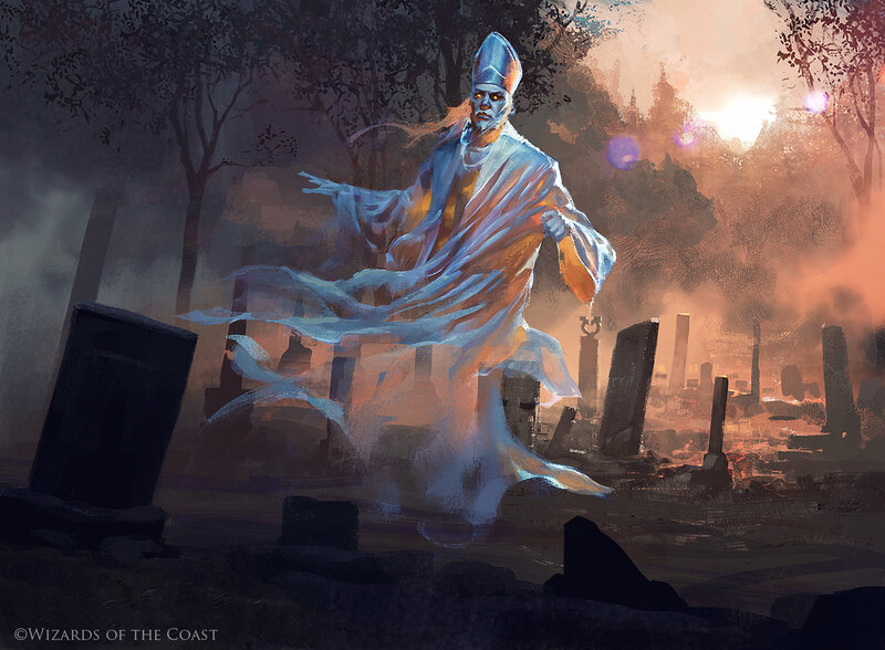 Ghostly Bishop in Graveyard