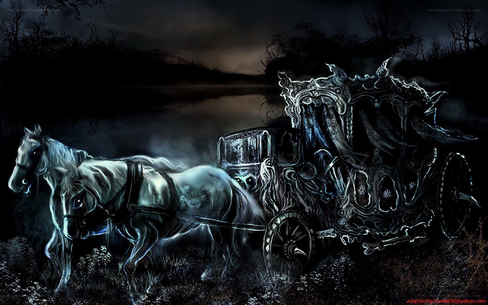 ghostly carriage at night