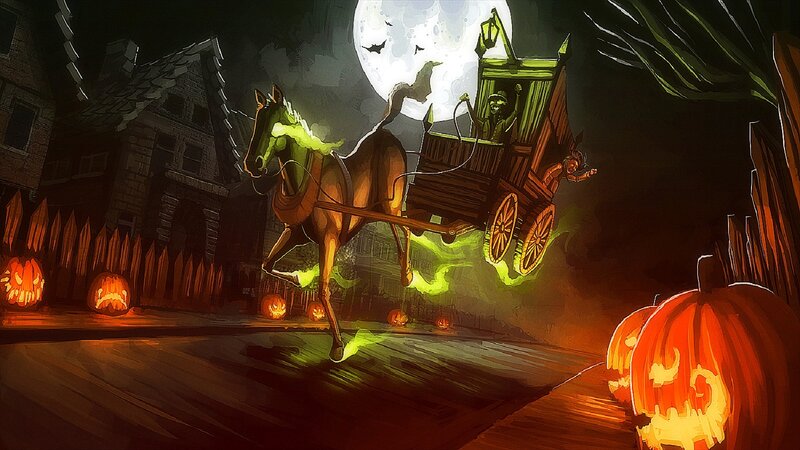 Ghostly Carriage at Night — Orange