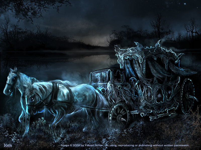 Ghostly carriage at night
