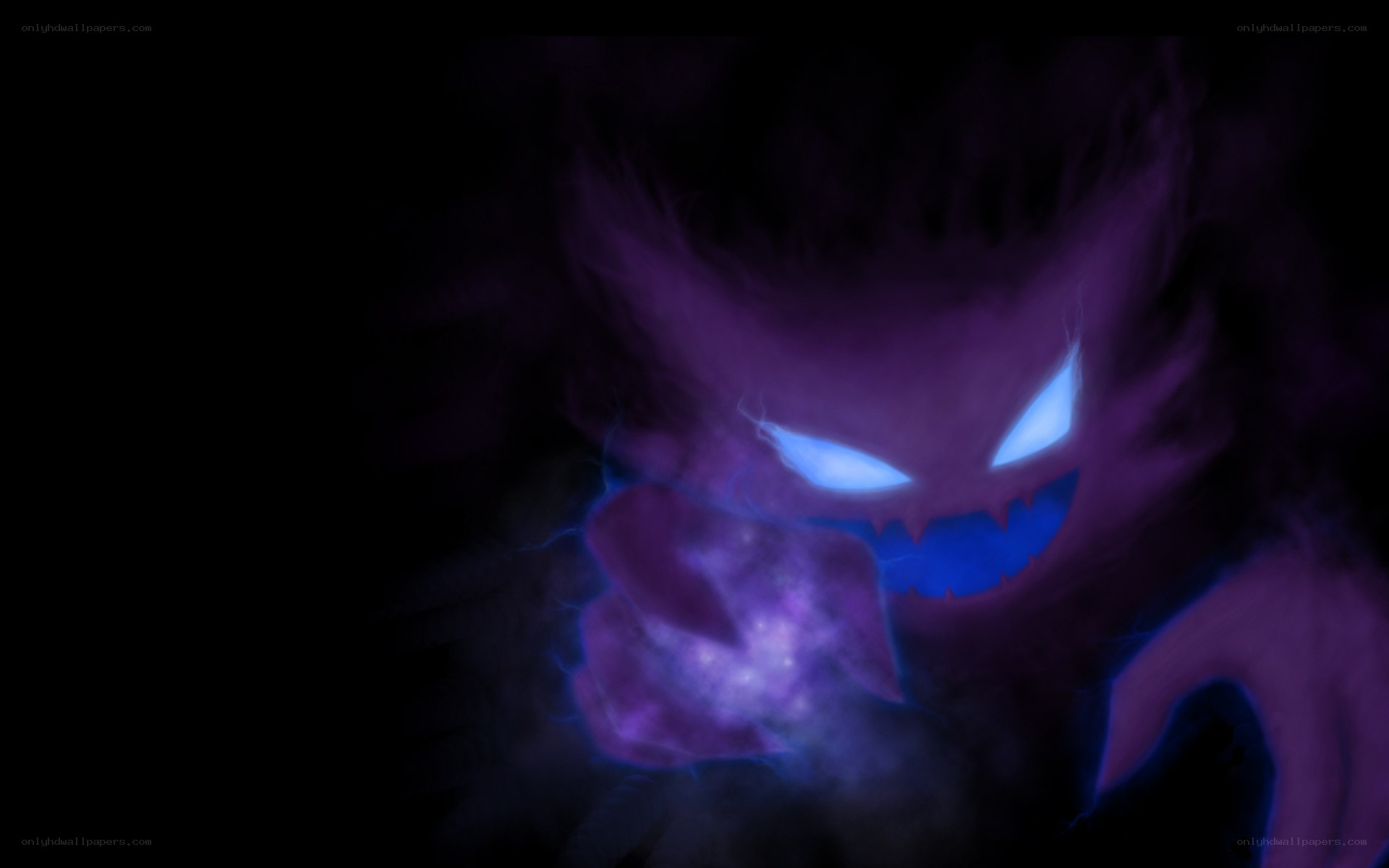 ghostly creature with glowing eyes