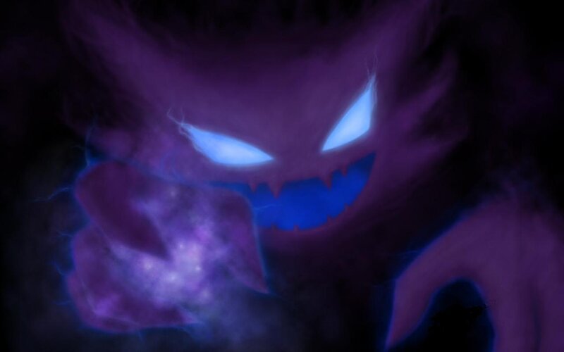 ghostly creature with glowing eyes