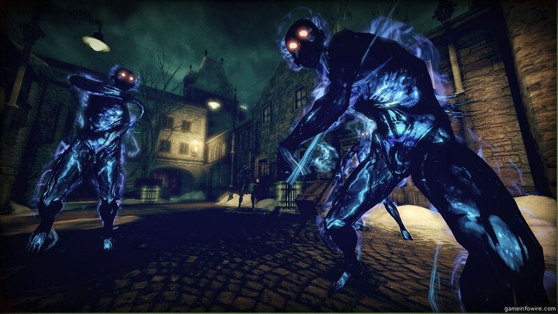 ghostly creatures in a dark alley