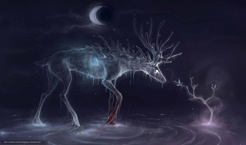 Ghostly deer in moonlight
