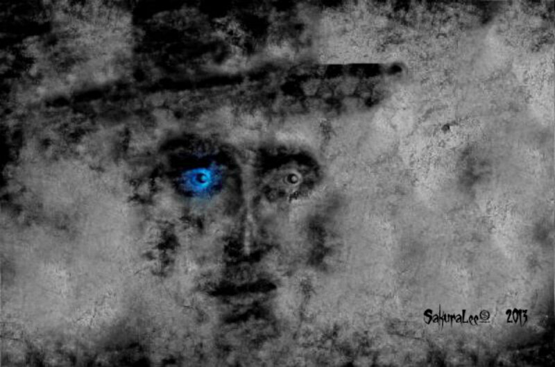Ghostly Face in Fog — Gray