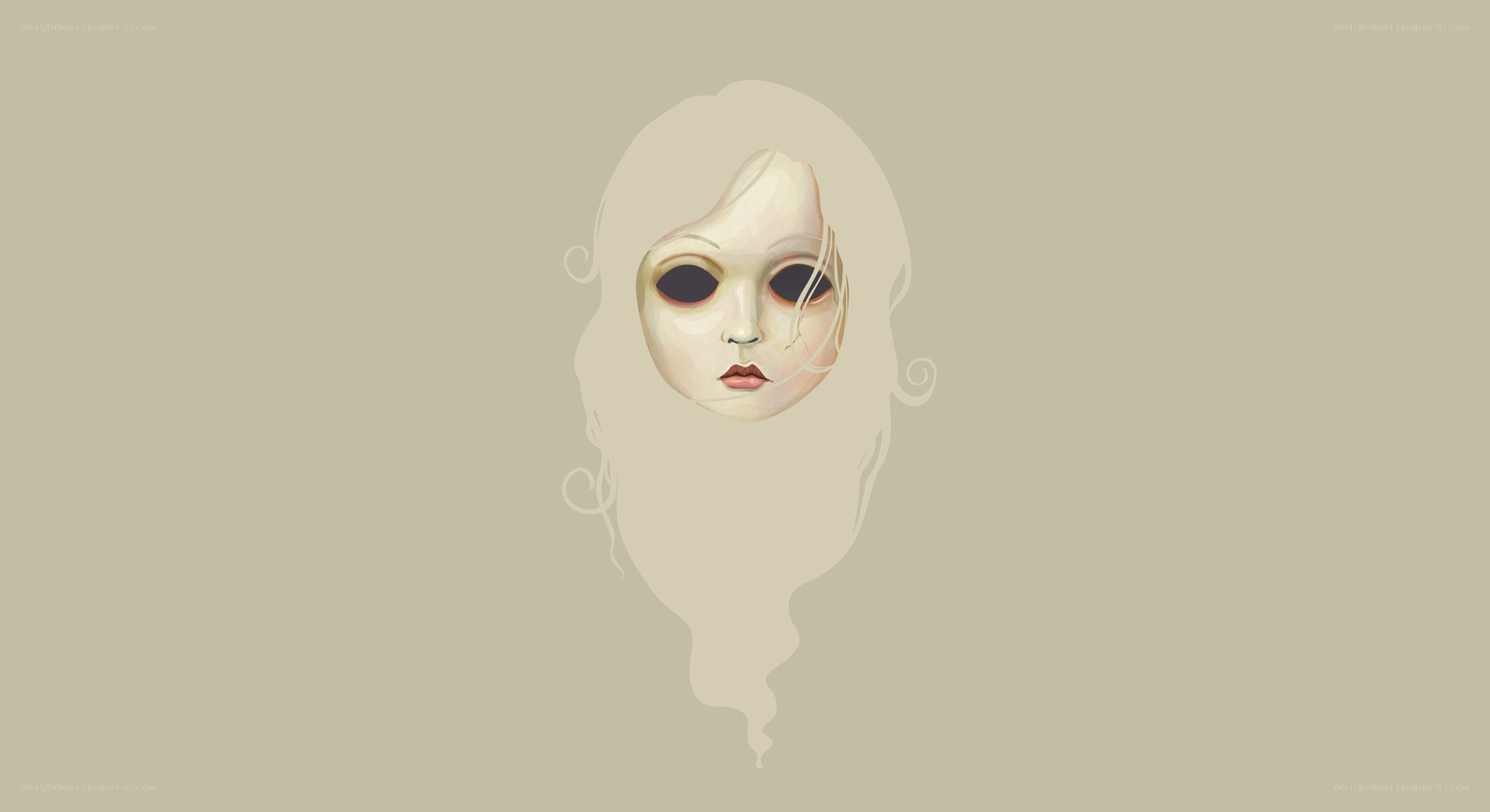 ghostly face with dark eyes