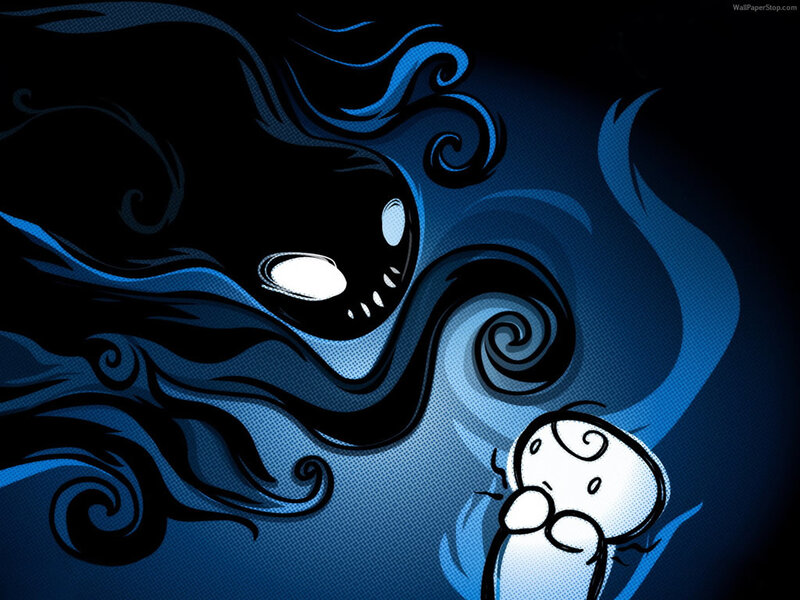 Ghostly Figure and Small Character