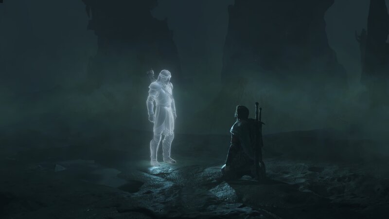 Ghostly Figure and Warrior